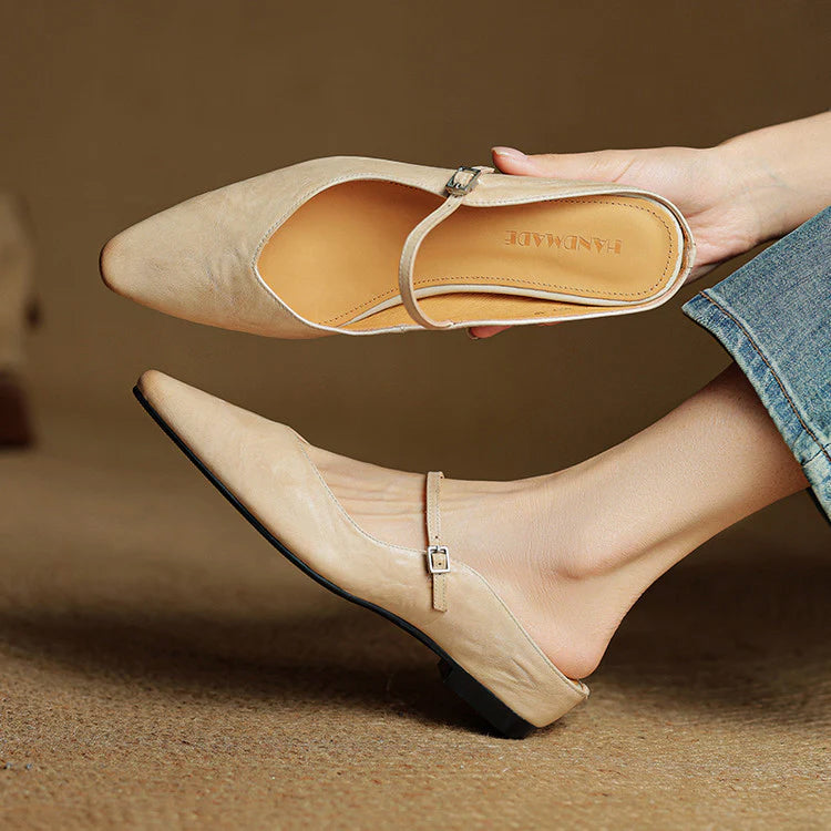 Leather Pointed Flats – Elegant Mary Jane