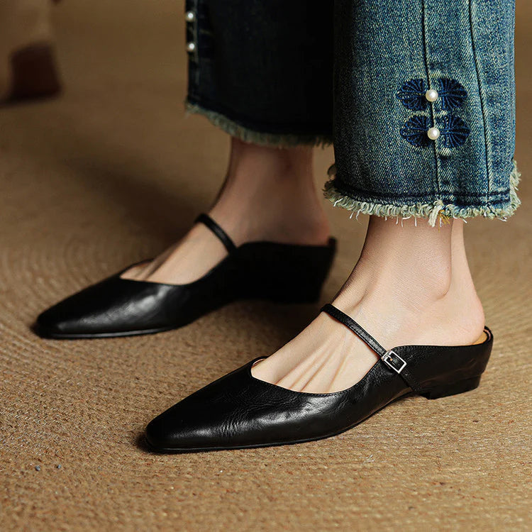 Leather Pointed Flats – Elegant Mary Jane