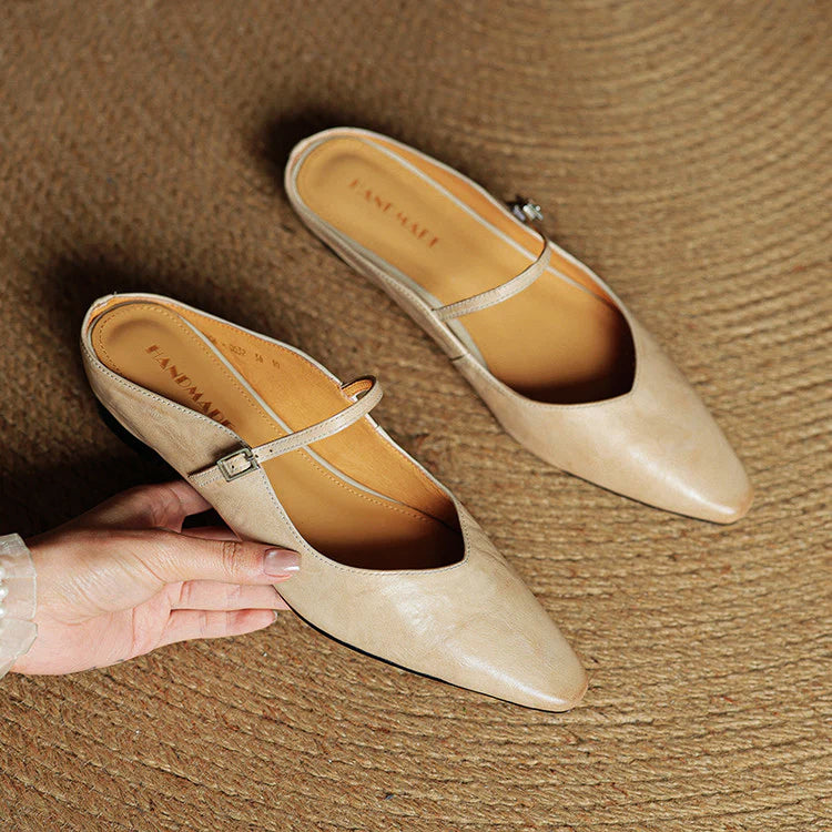 Leather Pointed Flats – Elegant Mary Jane