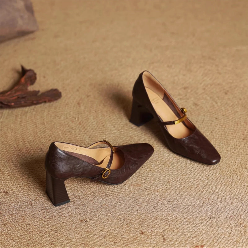 Leather Mary Jane Heels – Elegant Vintage