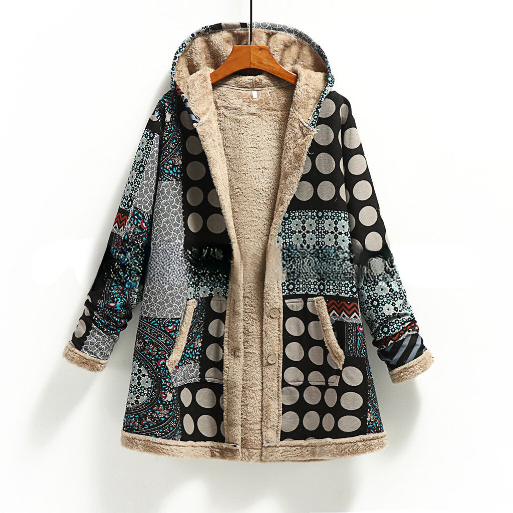 Fuzzy Patchwork Jacket | Warm Insulated Coat