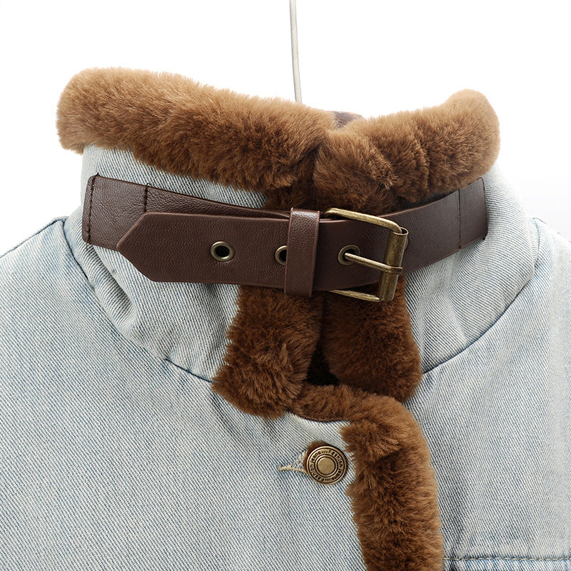 Vintage Denim Coat – Vegan Mink Luxury