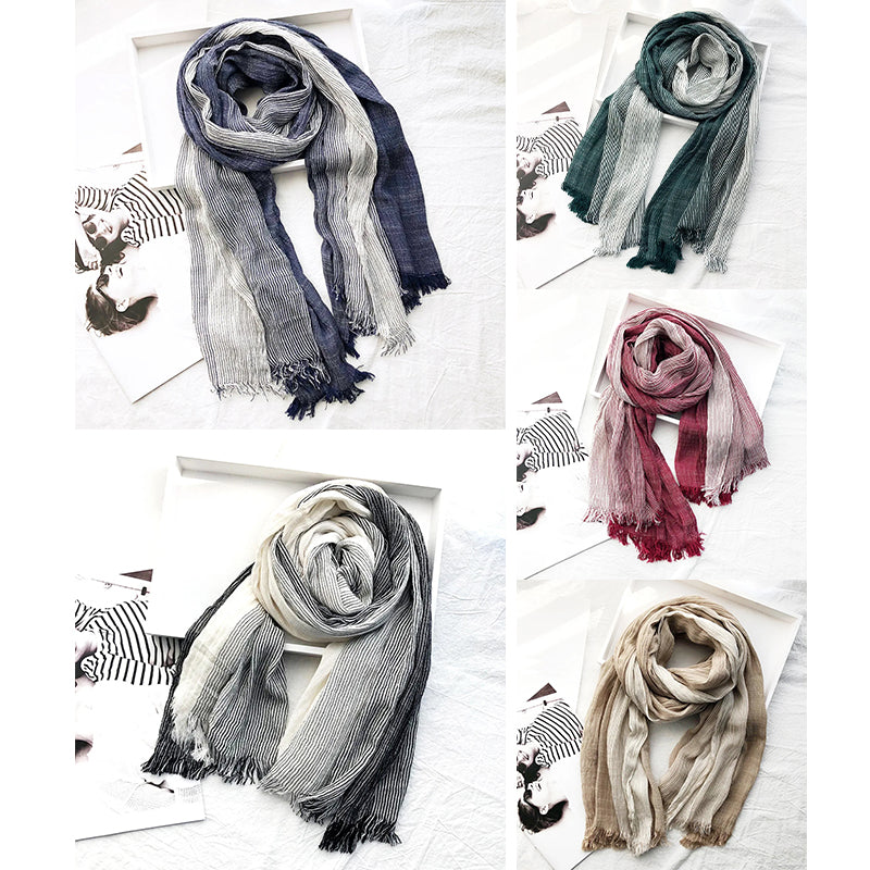 Striped Linen Scarf | Breathable Cotton Blend