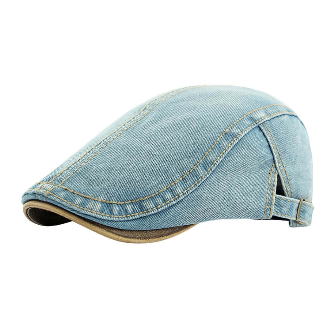 Denim Flat Cap - Adjustable Cotton