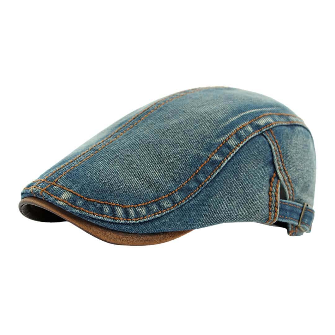 Denim Flat Cap - Adjustable Cotton