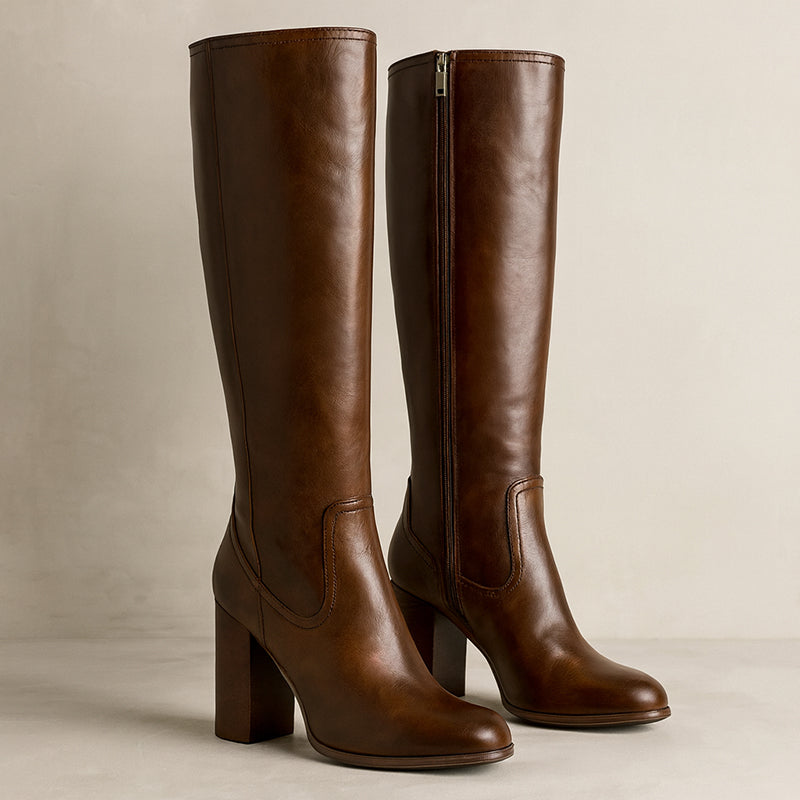 Knee-High Boots | Stacked Block Heels