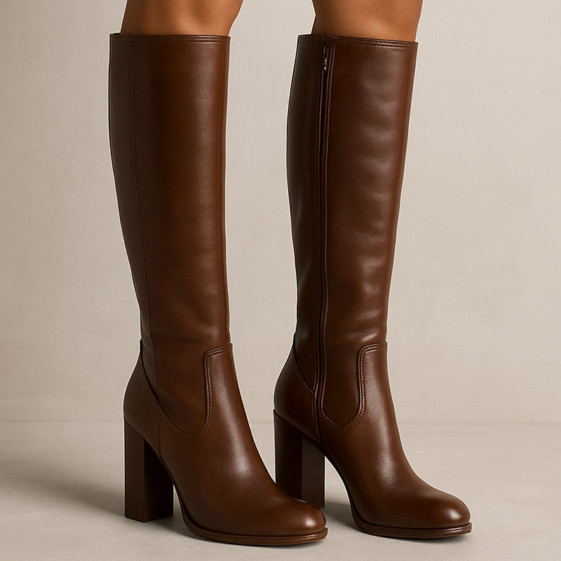 Knee-High Boots | Stacked Block Heels