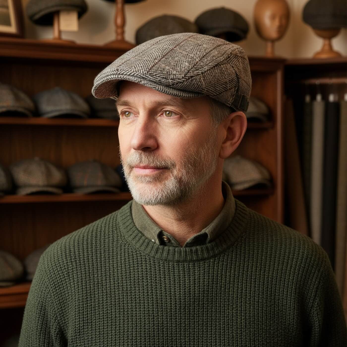 Herringbone Flat Cap – Classic Cotton