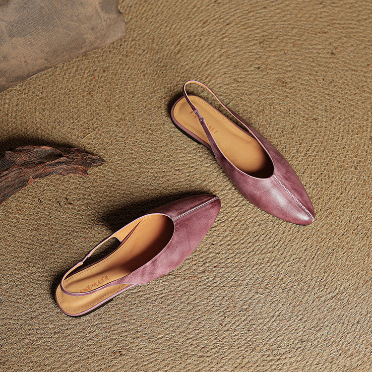 Leather Slingback Flats Cushioned Comfort