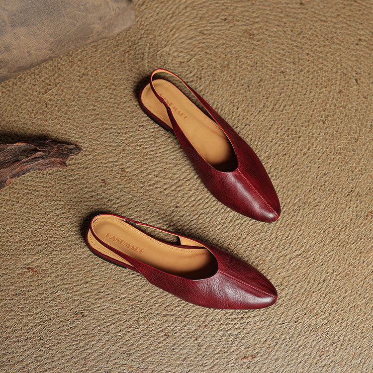Leather Slingback Flats Cushioned Comfort