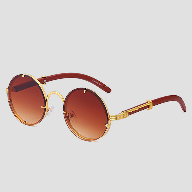 Retro Round Sunglasses – Steampunk Gold Accents