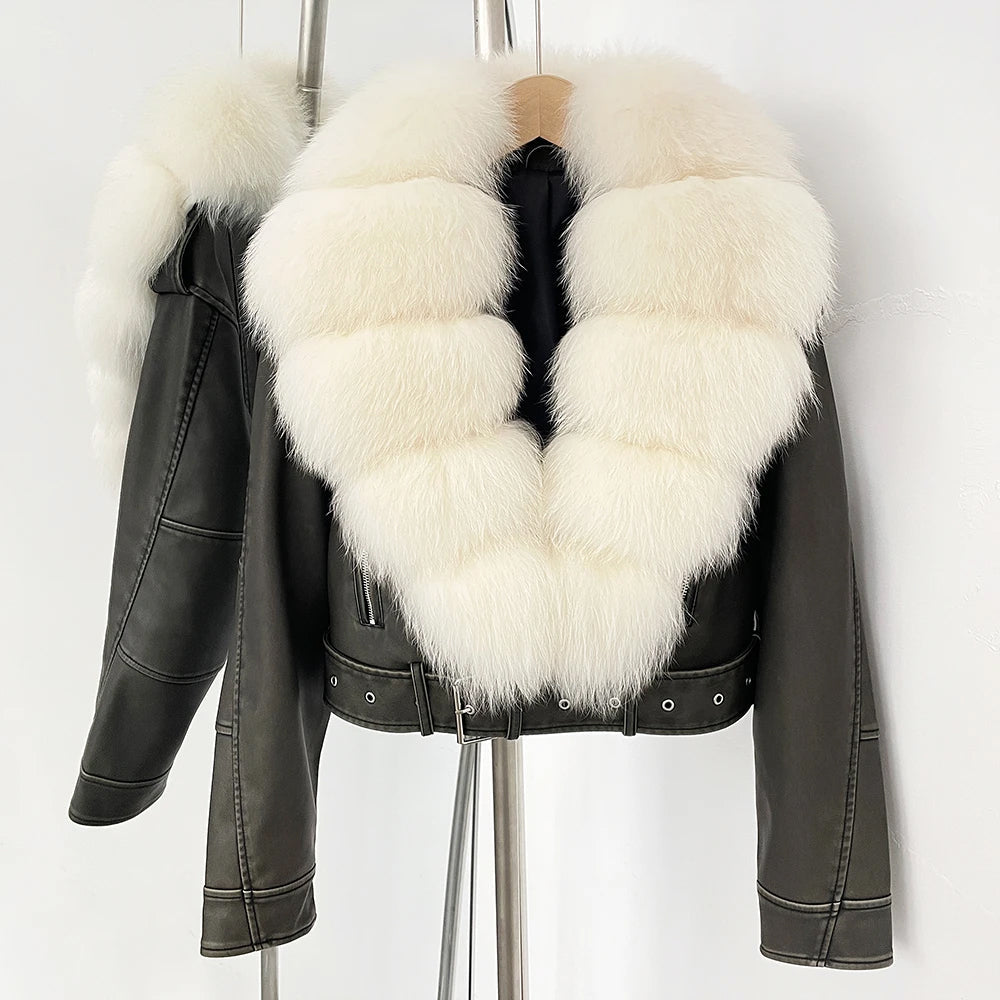 Fur Collared Aviator Jacket | Modern Edgy Designer Coat