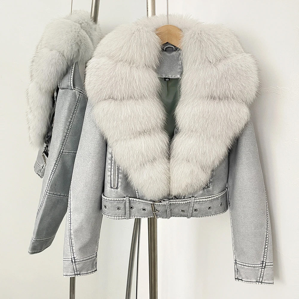 Fur Collared Aviator Jacket | Modern Edgy Designer Coat