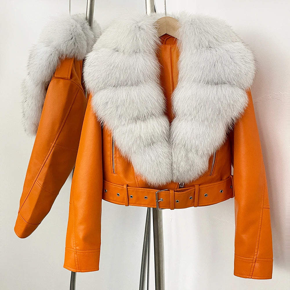 Fur Collared Aviator Jacket | Modern Edgy Designer Coat