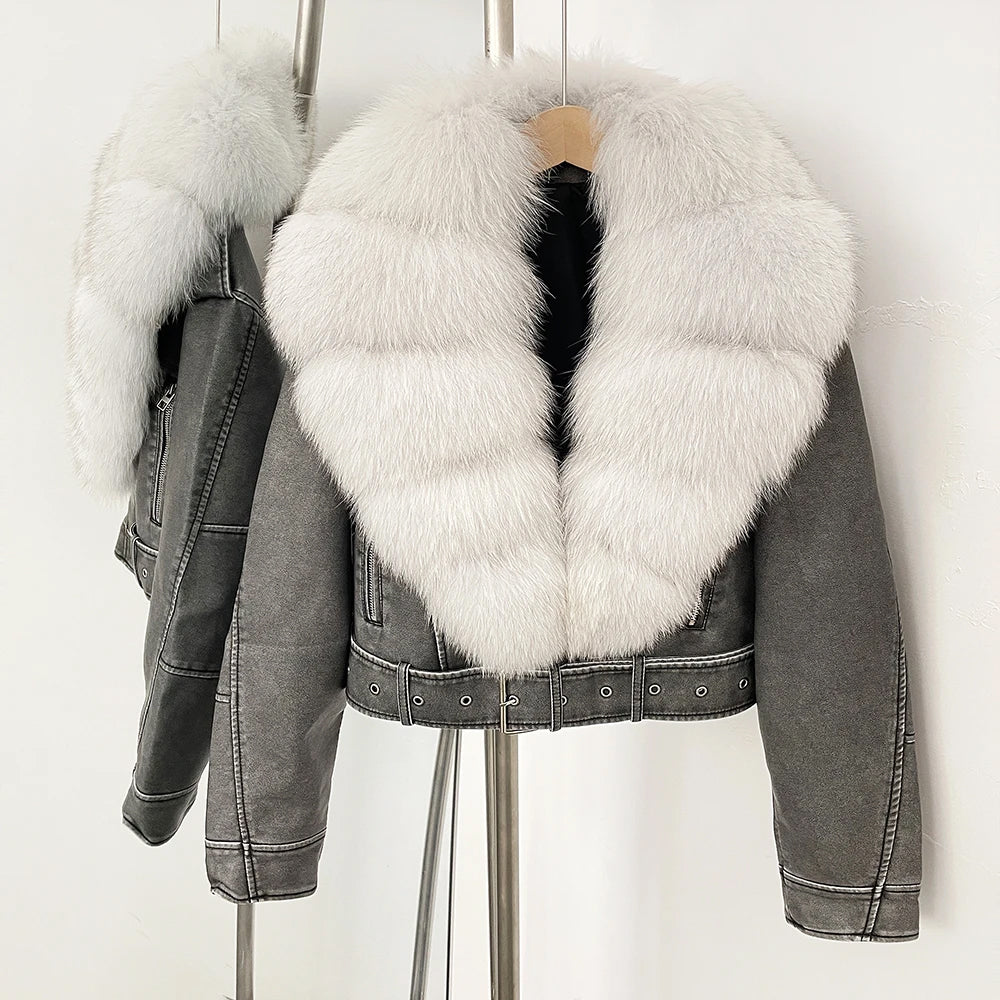 Fur Collared Aviator Jacket | Modern Edgy Designer Coat