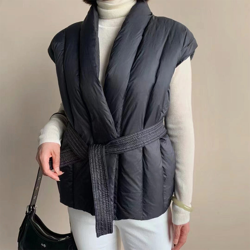 Puffer Belted Vest – Quilted Wrap