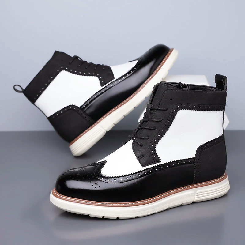 Men's Brogue Boots - Lace-Up Ankle
