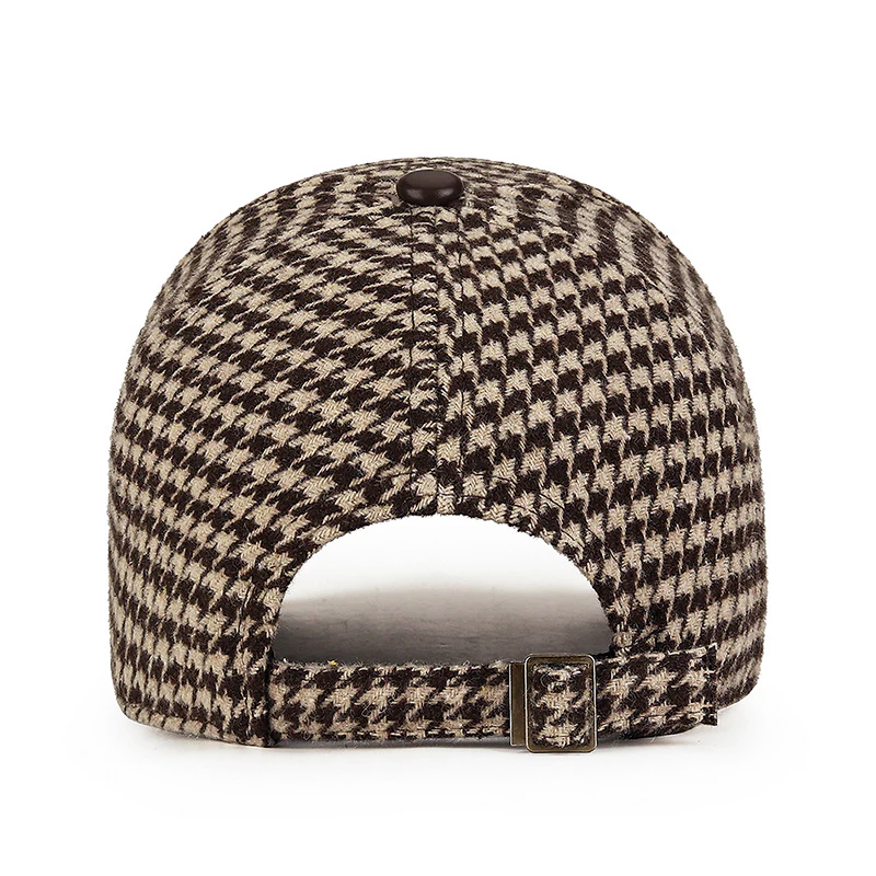 Houndstooth Cap – Faux Leather Visor