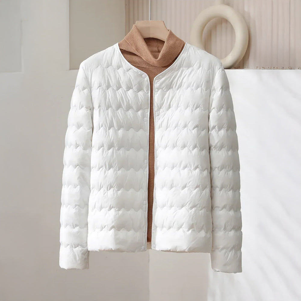 Collarless Quilted Jacket - Minimalist Down
