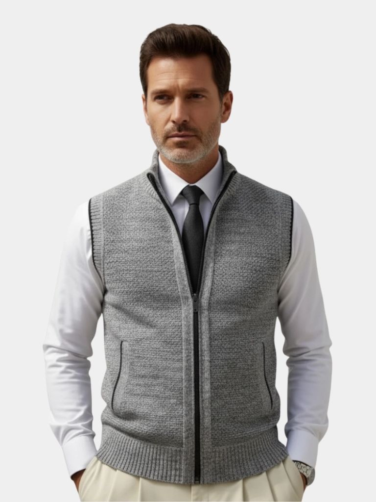 Full-Zip Sweater Vest | Sophisticated Viretti Milano