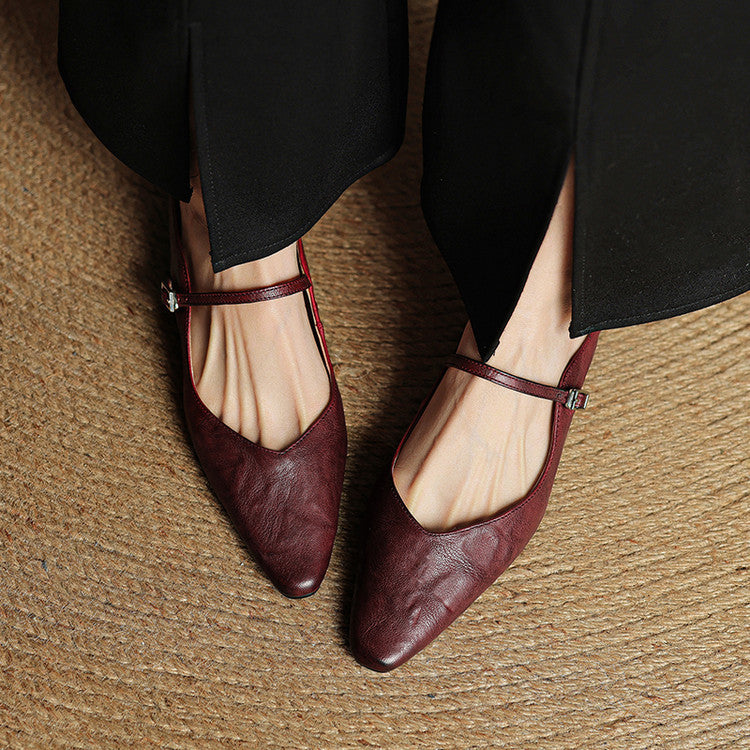 Genuine Leather Mules | Buckled Mary Jane