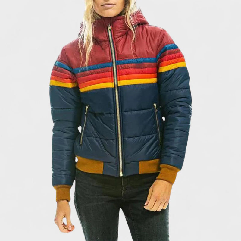 Colorblock Puffer Jacket | Adjustable Hooded Winter Coat