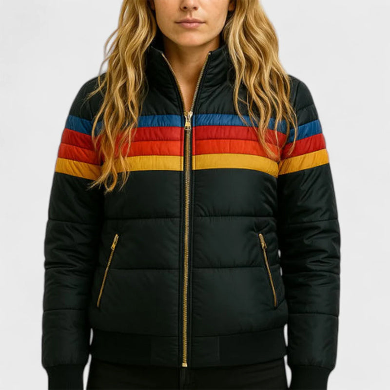 Colorblock Puffer Jacket | Adjustable Hooded Winter Coat