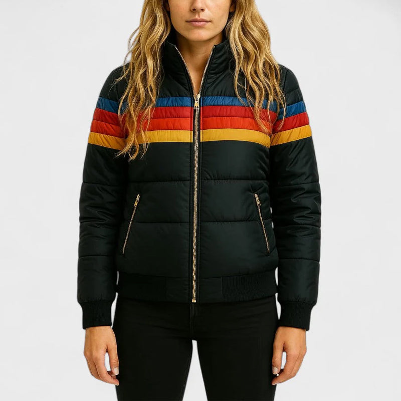 Colorblock Puffer Jacket | Adjustable Hooded Winter Coat