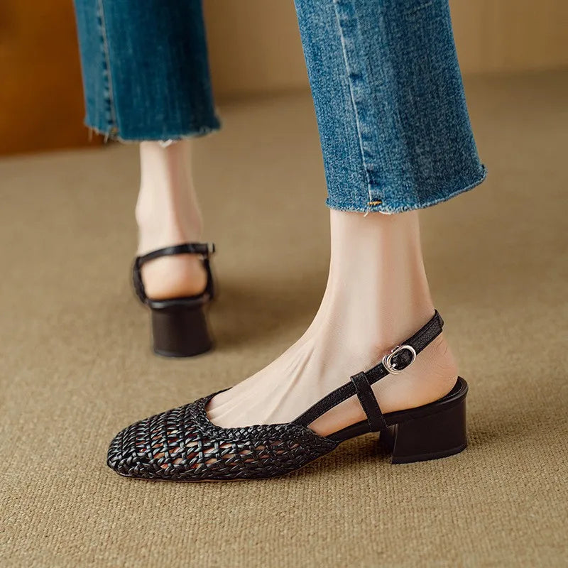 Mid Heel Sandals – Comfortable Ankle Strap