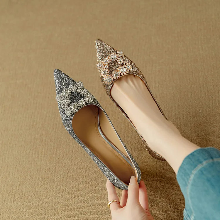 Gloria Glitter Pumps – Elegant Block Heels