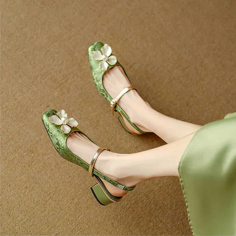 Elegant Pumps Jacquard Block Heel