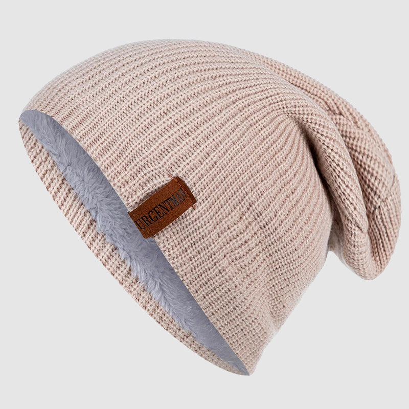 Slouchy Knit Beanie – Cozy Fleece Lined Hat