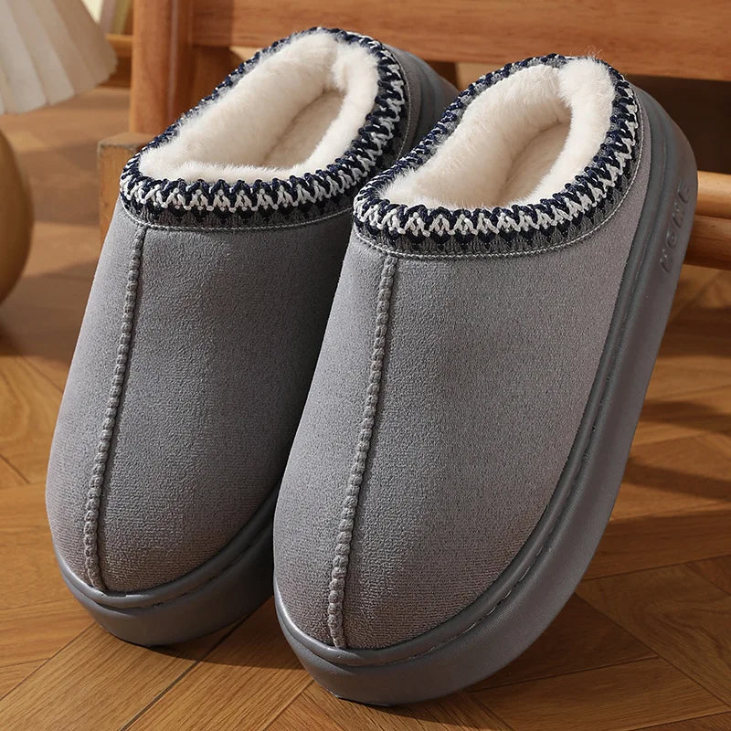 Plush Platform Slippers – Faux Suede Clogs