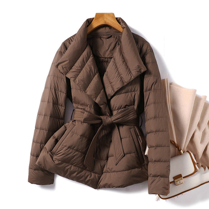 Down Jacket Quilted Tie Belt