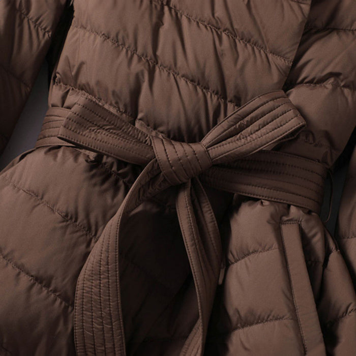 Down Jacket Quilted Tie Belt