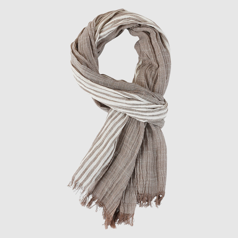Lightweight Striped Scarf – Elegant Fringe Wrap