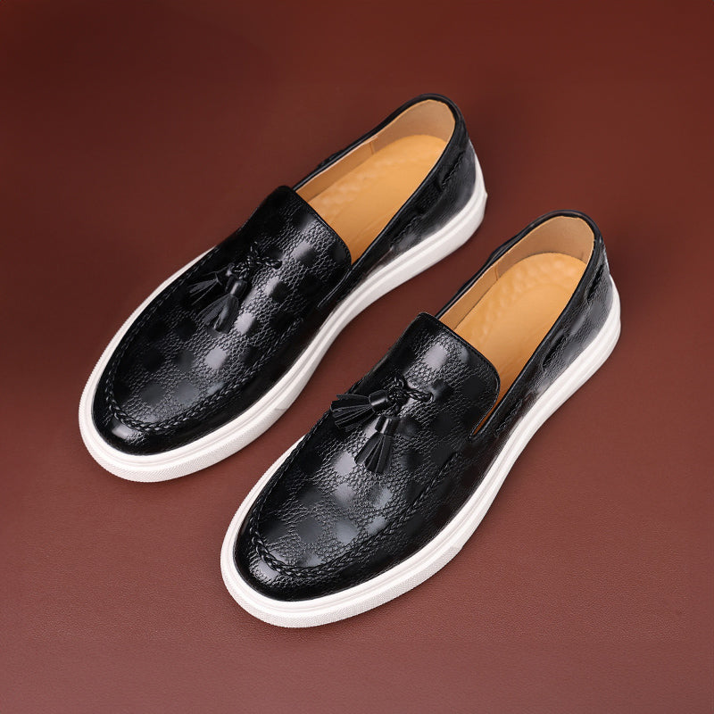Italian Loafers Embossed Leather Tassel Shoes For Men | Viretti Milano
