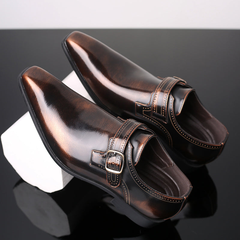 Lacquered Monk Shoes | Willow Finish Men's Formal Shoes with Elegant Buckle | Viretti Milano