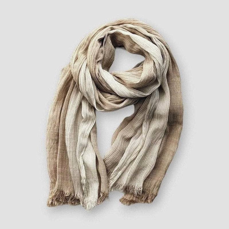 Two-Tone Fringe Scarf – Soft Woven Cotton