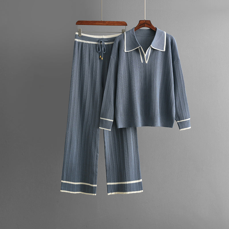 Urban Knit Set – Elegant High-Waisted Pants