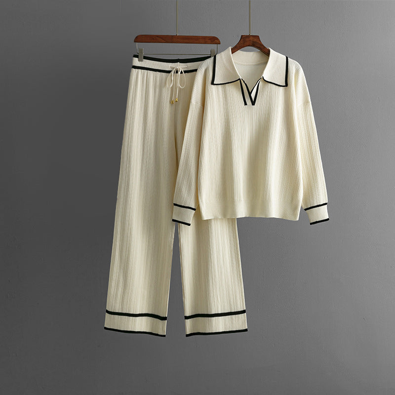 Urban Knit Set – Elegant High-Waisted Pants