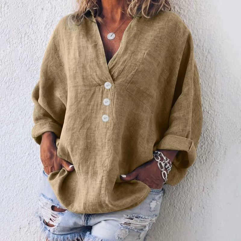 Linen Blouse Oversized Relaxed Fit