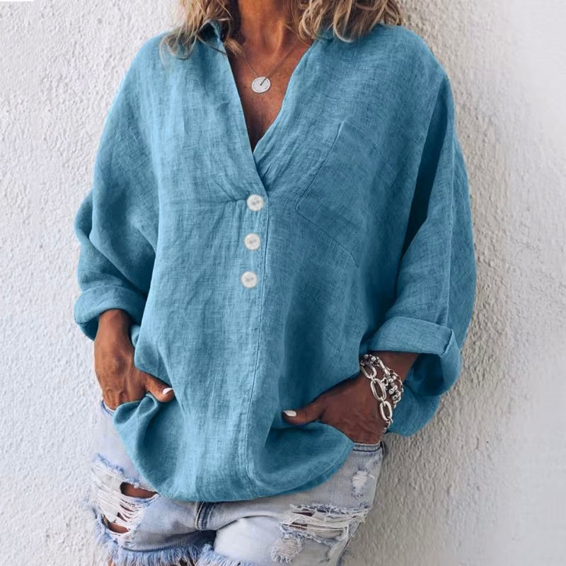 Linen Blouse Oversized Relaxed Fit