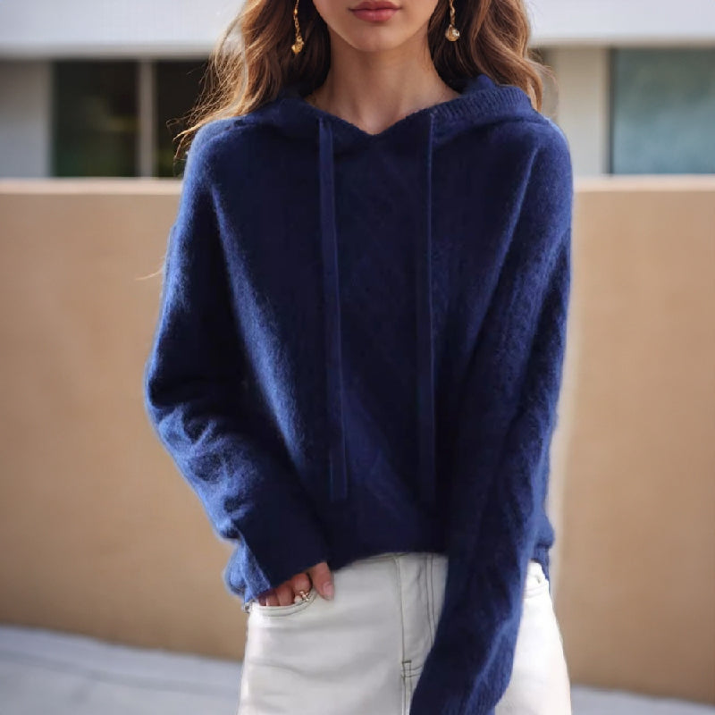 Hooded Wool Pullover | Elegant Cable Knit