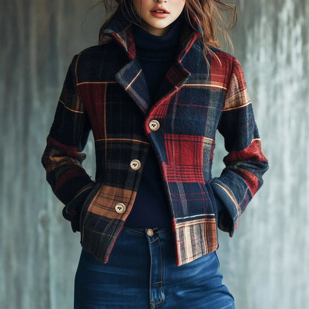 Vintage Plaid Coat – Wool Blend