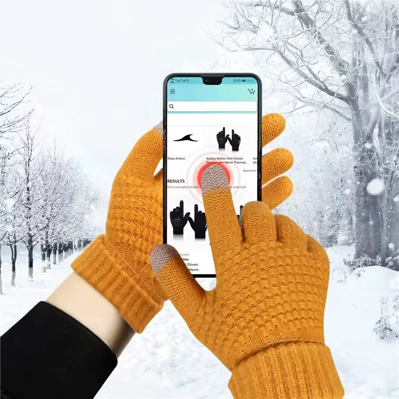 Touchscreen Winter Gloves – Knit Fleece Lined
