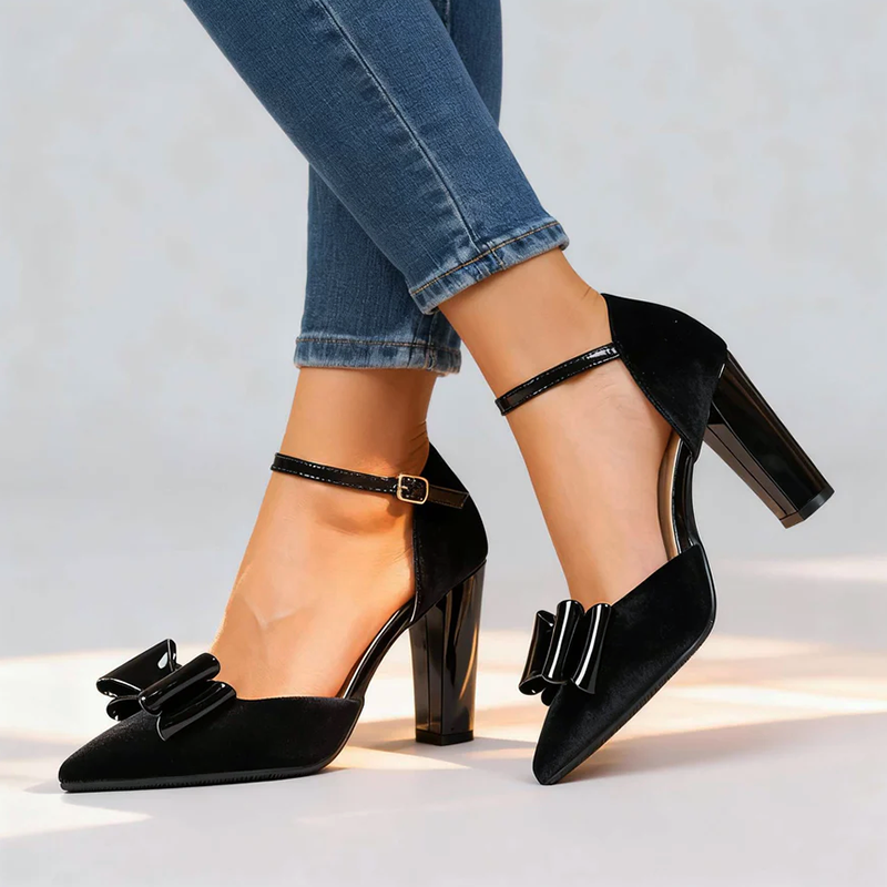 Faux Suede Block Heels Elegant