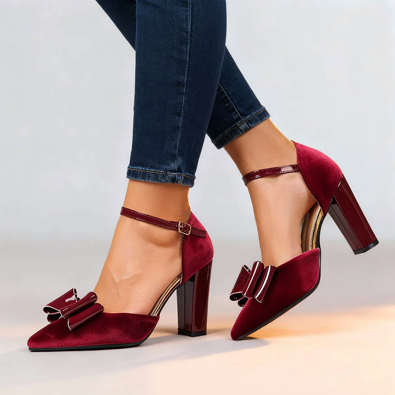 Faux Suede Block Heels Elegant