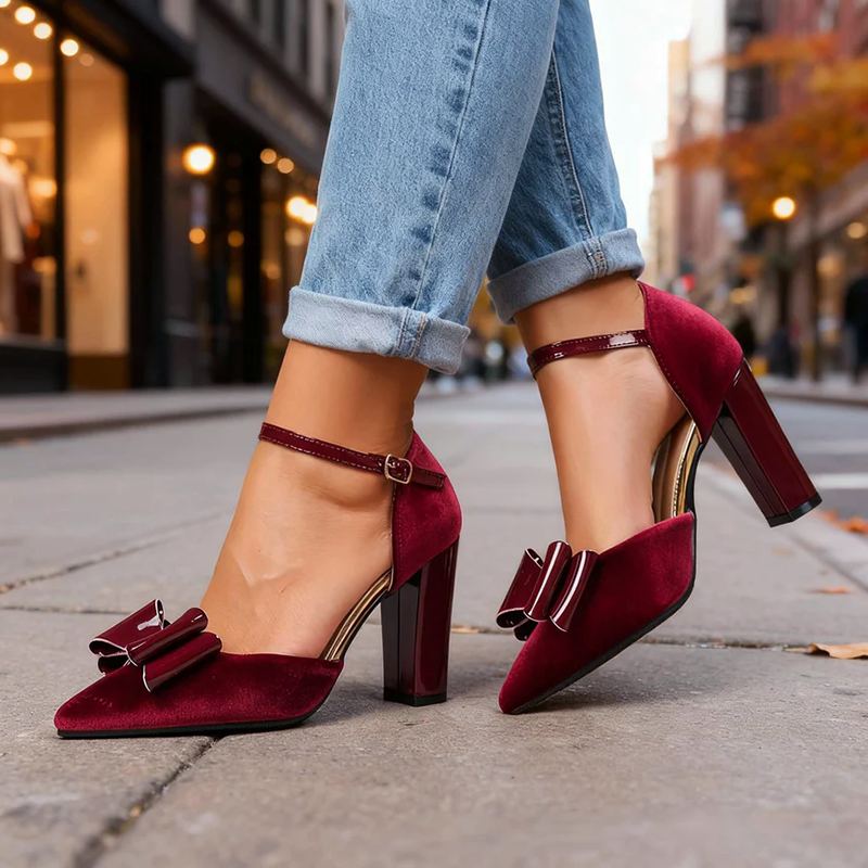 Faux Suede Block Heels Elegant