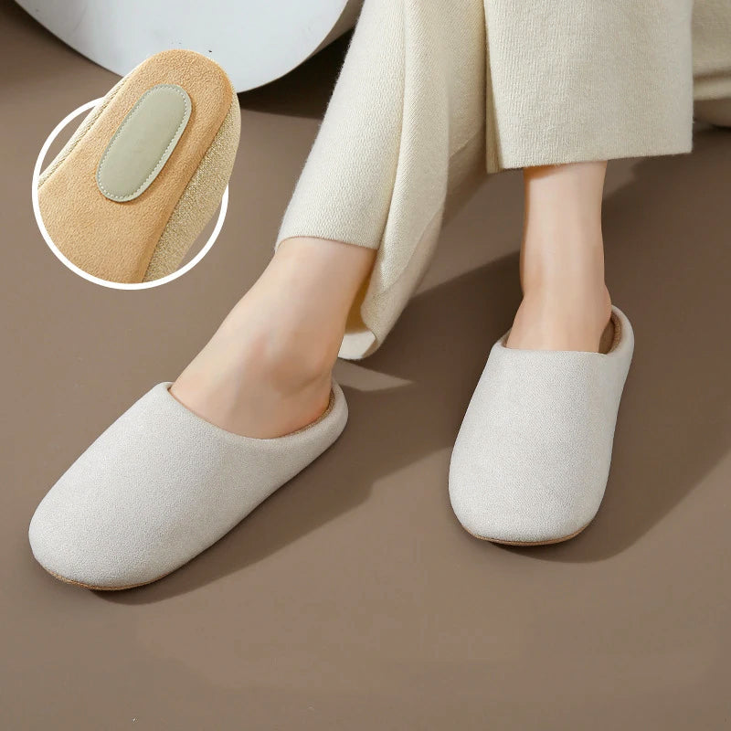 Women's Faux Suede Slippers - Plush Lined Comfort